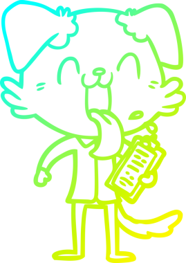 Bir insan tarafından çizilmiş pano ile nefes nefese kalmış bir köpeğin soğuk gradyan çizimi