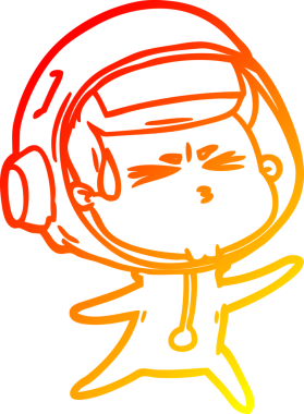 Bir çizgi film karakteri, bir insan tarafından çizilmiş astronot çizimi.