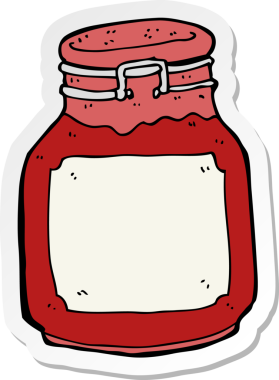 Bir insan tarafından çizilmiş bir karikatür reçeli etiketi.