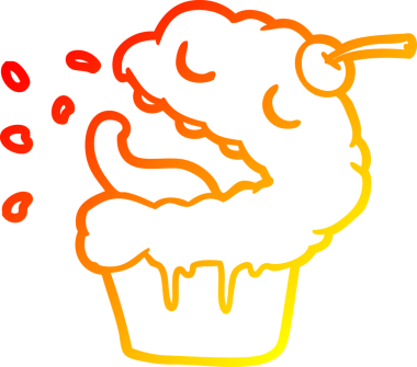 Bir insan tarafından çizilmiş komik bir kekin sıcak gradyan çizgisi