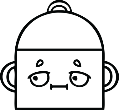 Bir insan tarafından çizilmiş bir tencere karikatürü.