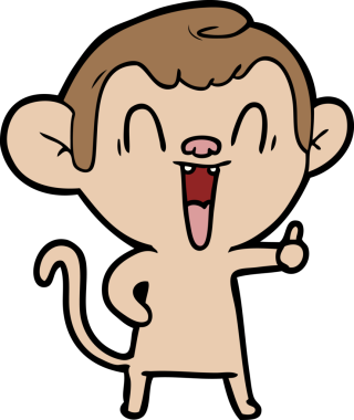 Bir insan tarafından çizilmiş gülen maymun çizgi filmi