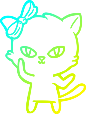 Bir insan tarafından çizilmiş bir çizgi film kedisinin soğuk gradyan çizgisi.