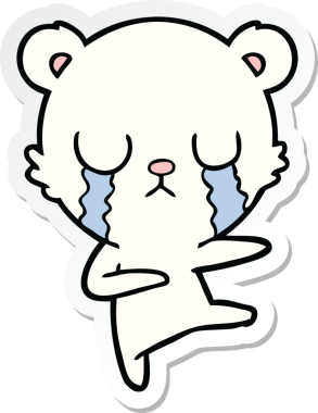 Bir insan tarafından çizilmiş ağlayan kutup ayısının çıkartması.