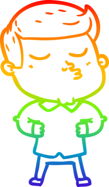 Gökkuşağı gradyan çizgi çizimi Bir insan tarafından çizilen çizgi film modeli adam