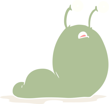 Bir insan tarafından çizilmiş düz renk çizgi film sümüklüböceği