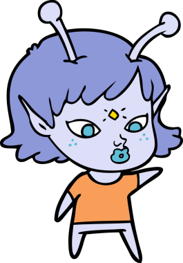 Bir insan tarafından çizilmiş güzel uzaylı kız.