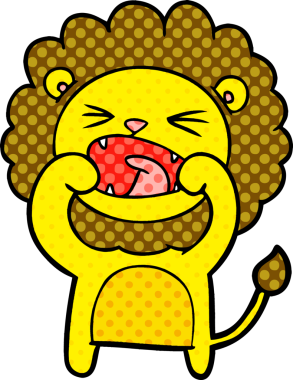 Bir insan tarafından çizilmiş çizgi film aslanı.