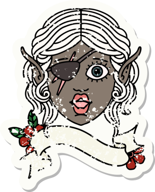 Retro Dövme Tarzı Elf düzenbaz karakter yüzü Bir insan tarafından çizildi