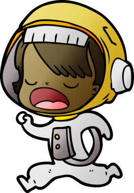 Bir insan tarafından çizilmiş astronot kadın.