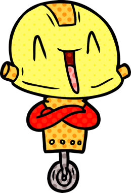 Bir insan tarafından çizilmiş çizgi film robotu