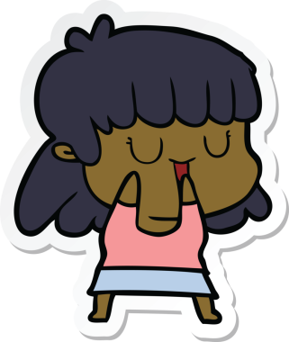 Bir insan tarafından çizilmiş bir karikatür kadının çıkartması.