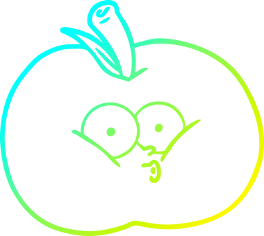 Bir insan tarafından çizilen elma karikatürünün soğuk gradyan çizimi