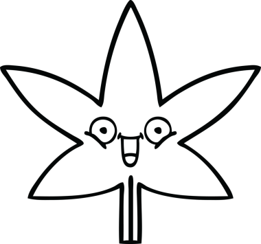 Bir insan tarafından çizilmiş marihuana yaprağının çizgi çizimi