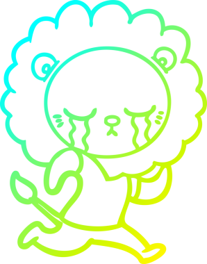 Bir insan tarafından çizilmiş ağlayan bir aslanın soğuk gradyan çizgisi.