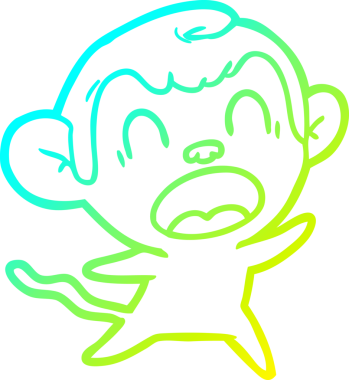 Bir insan tarafından çizilmiş bağıran çizgi film maymunu çizimi.