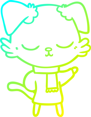 Bir insan tarafından çizilmiş şirin bir çizgi köpeğin soğuk gradyan çizgisi.