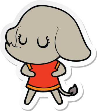 Bir insan tarafından çizilmiş şirin bir fil çıkartması.