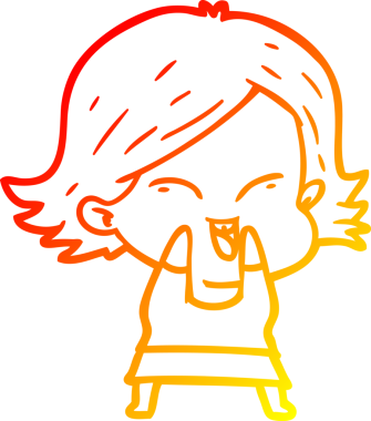 Bir insan tarafından çizilmiş mutlu bir çizgi film kızı çizimi