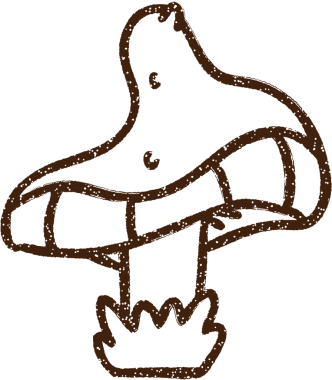 Bir insan tarafından çizilen mantar mantarı kömürü.