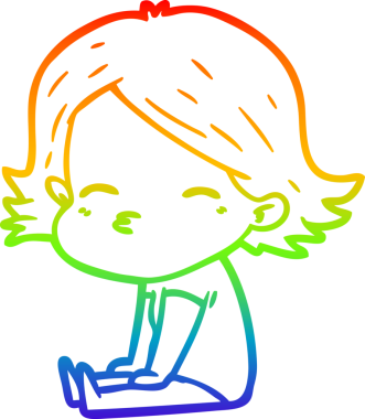 Gökkuşağı gradyan çizimi bir insan tarafından çizilmiş bir karikatür kadın