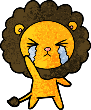 Bir insan tarafından çizilmiş ağlayan bir aslan.