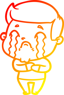 Bir insan tarafından çizilmiş ağlayan bir çizgi film karakteri çizimi.