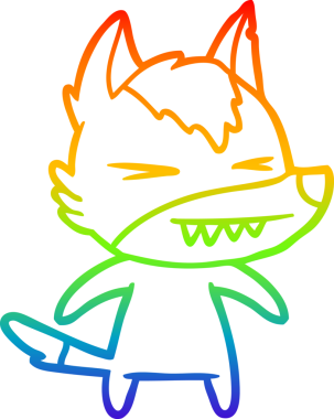 Bir insan tarafından çizilmiş kızgın bir kurt çizgi çizimi.