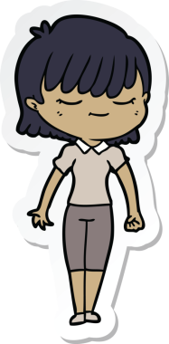 Bir insan tarafından çizilmiş bir karikatür kadının çıkartması.