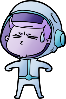 Çizgi film bir insan tarafından çizilmiş astronot.