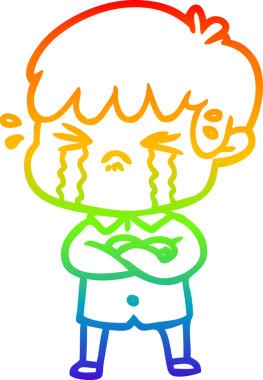 Bir insan tarafından çizilmiş ağlayan bir çocuğun çizdiği gökkuşağı gradyanı