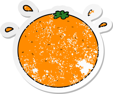 Bir insan tarafından çizilmiş portakal renkli bir karikatür çıkartması.