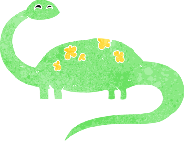 Bir insan tarafından çizilmiş karikatür dinozor.