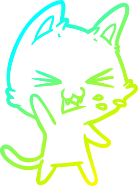 Bir insan tarafından çizilen çizgi film kedisinin soğuk gradyan çizimi