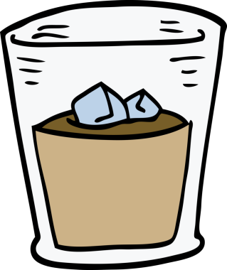 Bir insan tarafından çizilmiş viski bardağı.