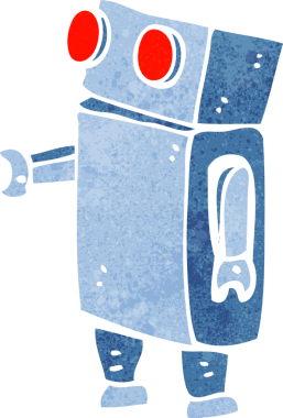 Bir insan tarafından çizilmiş çizgi film robotu