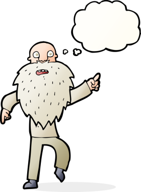 Çizgi film, bir insan tarafından çizilmiş düşünce balonlu yaşlı adamı strese sokuyor.