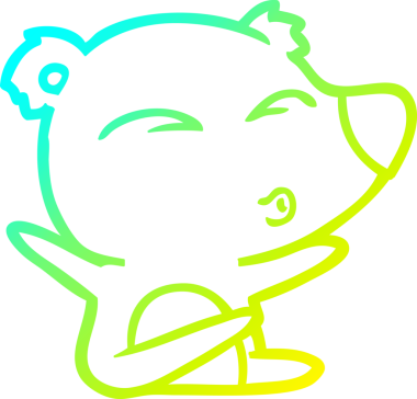 Bir insan tarafından çizilmiş ıslık çalan bir ayının soğuk çizgi çizimi.