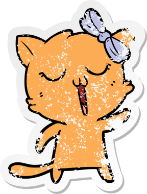 Bir insan tarafından çizilmiş karikatür bir kedinin sıkıntılı çıkartması.