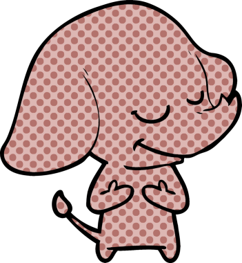 Bir insan tarafından çizilmiş gülümseyen bir fil.