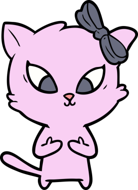 Bir insan tarafından çizilmiş çizgi film kedisi.