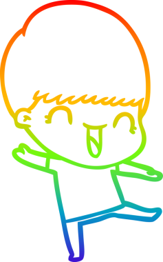 gökkuşağı gradyanı çizimi bir insan tarafından çizilmiş mutlu bir çizgi film çocuğu