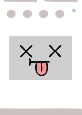 Bir insan tarafından çizilmiş mutfak fırınının düz renkli retro karikatürü