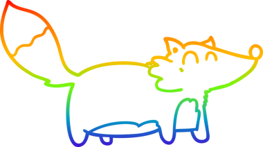 Gökkuşağı gradyan çizgisi bir insan tarafından çizilmiş şişman bir tilki çizimi