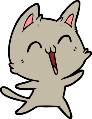 Bir insan tarafından çizilmiş mutlu çizgi film kedisi.