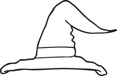 Bir insan tarafından çizilmiş siyah beyaz bir cadı şapkası.