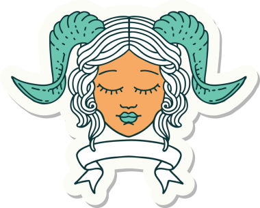 Bir insan tarafından çizilmiş parşömen pankartıyla bağlanmış karakter yüzü etiketi