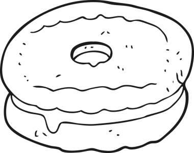 Bir insan tarafından çizilmiş siyah beyaz çizgi film bisküvisi.