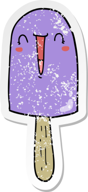 Bir insan tarafından çizilmiş üzgün bir çizgi film çıkartması.