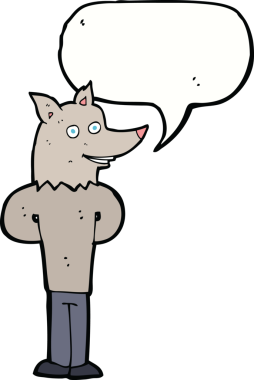 Bir insan tarafından çizilmiş konuşma balonu olan bir kurt adam.